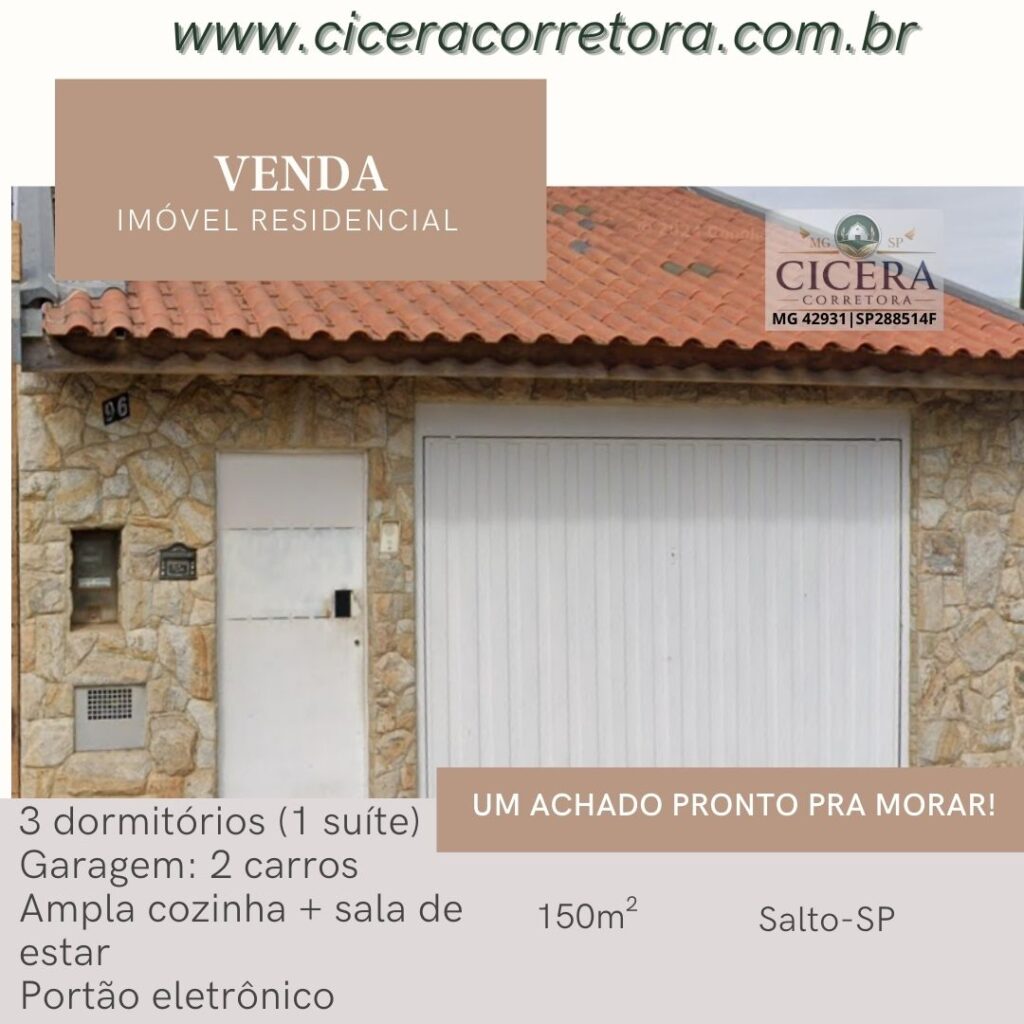 Oportunidade em SALTO-SP! Casa completa, bem localizada e com potencial de permuta!